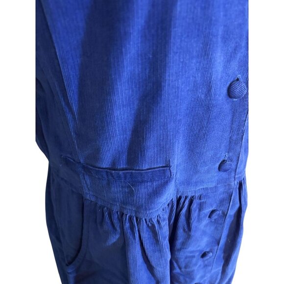 Vintage Talbots' Blue Corduroy Sleeveless Button Front Midi Dress Pockets 10 - Picture 9 of 10